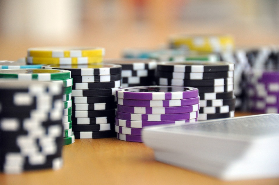 Different colors of poker chips
